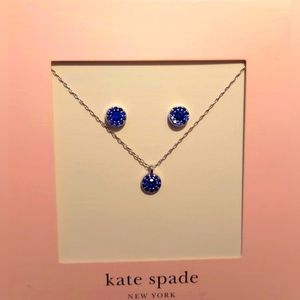 kate spade new york| Colored Crystal Pendant Necklace & Stud Earrings Set | Blue